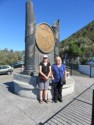 June and Linda by a monument to the Pillars of Hercules